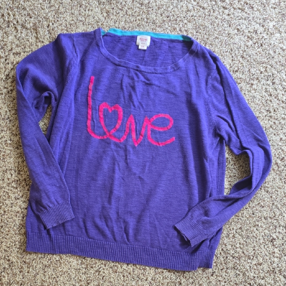 Purple Sweater with Pink 'Love' Design